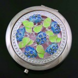 Compact Mirror - Baby Blue Crystal Floral - MR-JC7 Compact Mirror - Baby Blue Crystal Floral - MR-JC7